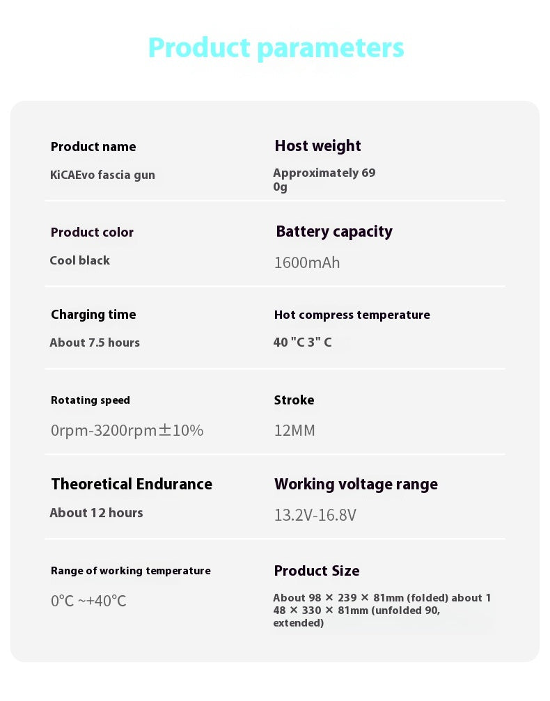 مسدس التدليك القابل للطي KiCA Evo Hot Compress بمقبض تلسكوبي